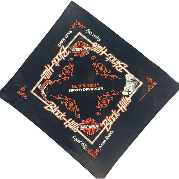 Vintage 1986 Harley Davidson Black Hills Bandana - Picture 1 of 5